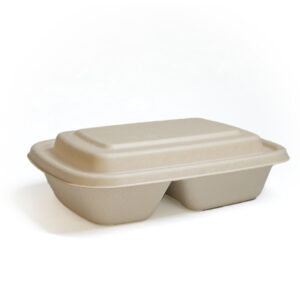 ECO BAGASSE 2 COMPARTMENTS + PET LIDS