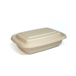 ECO BAGASSE RECT CONTAINERS + PET LIDS