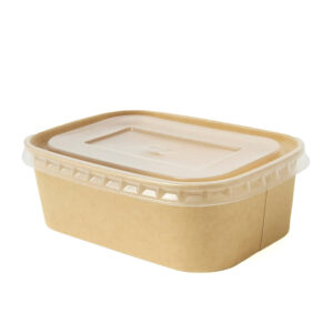 BROWN PAPER RECTANGLE BOWLS + LIDS
