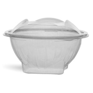 CLEAR PET SALAD BOWLS WITH HINGED LIDS
