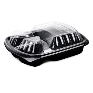 BLACK BASE  CONTAINERS 3 COMP. + CLEAR LIDS
