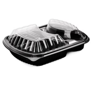 BLACK BASE CONTAINERS. 2 COMP. + CLEAR LIDS