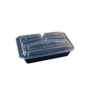 BLACK HD RECT. CONTAINERS 3 COMP. +M/W LIDS
