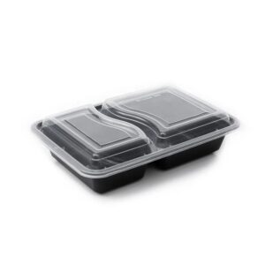BLACK HD RECT. CONTAINERS 2 COMP. +M/W LIDS