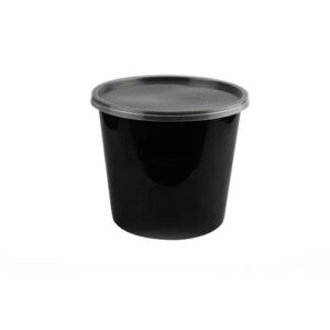 BLACK M/W ROUND CONTAINERS + LIDS
