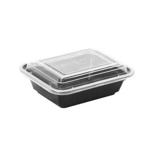 BLACK RIPPLE RECTANGULAR CONTAINERS + M/W LIDS