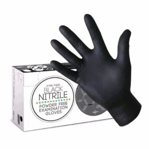 NITRILE BLACK GLOVES POWDERED & POWDER FREE